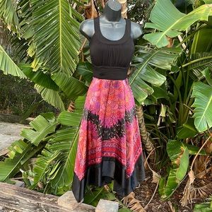 Sangria bohemian, hankechief hem asymmetric dress